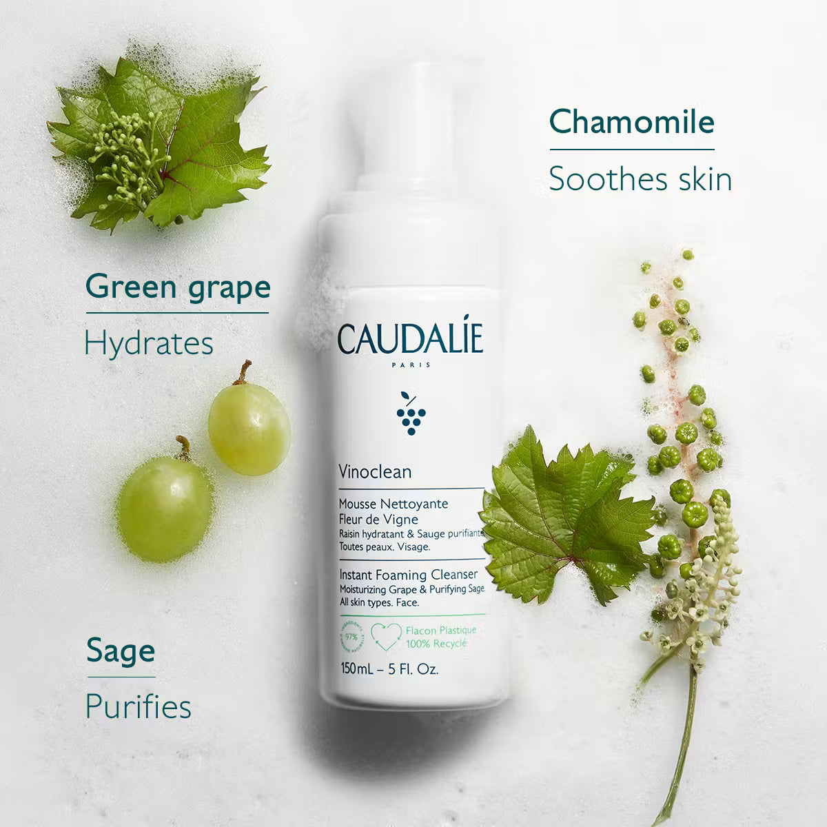 Caudalie Vinoclean Gentle Foam Cleanser – 50 ml